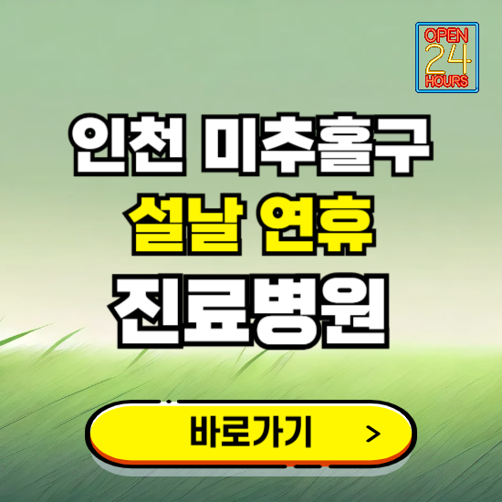 인천 미추홀구 설날 연휴 진료병원 찾기 ❘ 24시 응급 야간 심야 문여는 병원