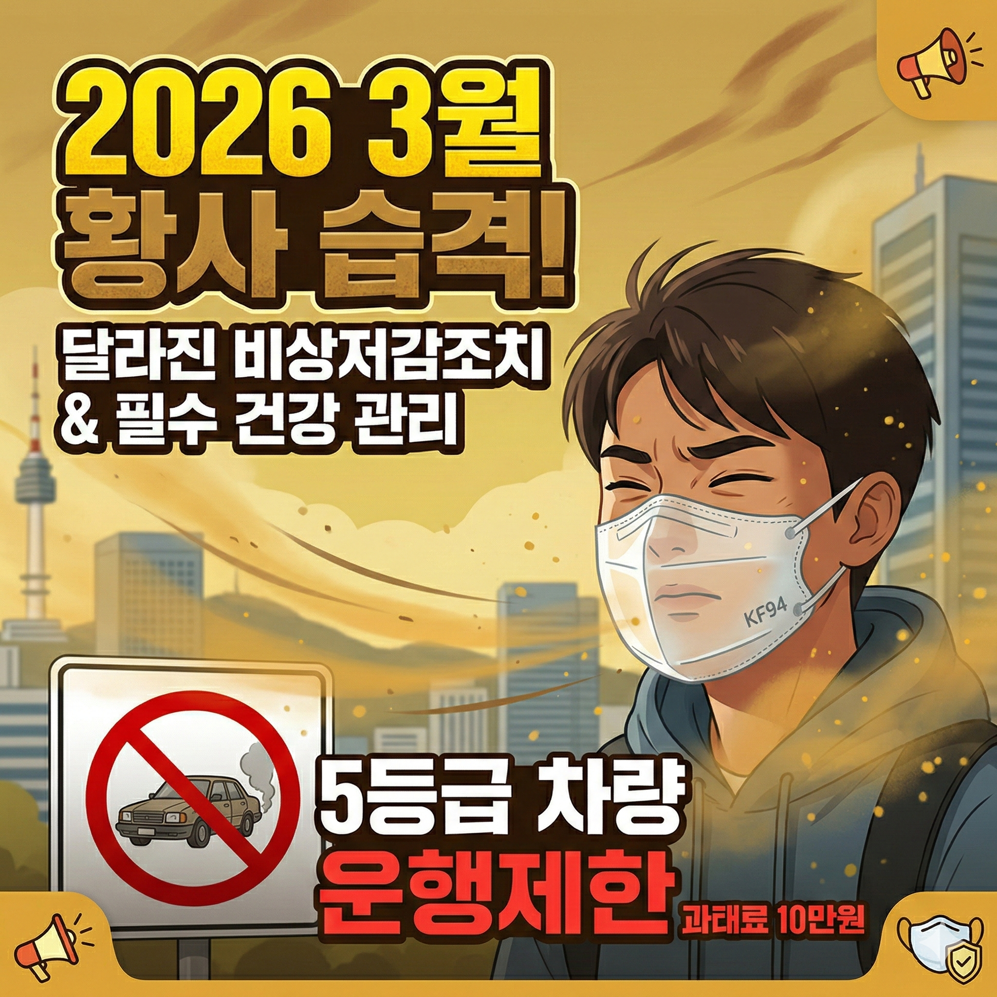 2026 3월 황사 습격! 달라진 비상저감조치 &amp; 필수 건강 관리
