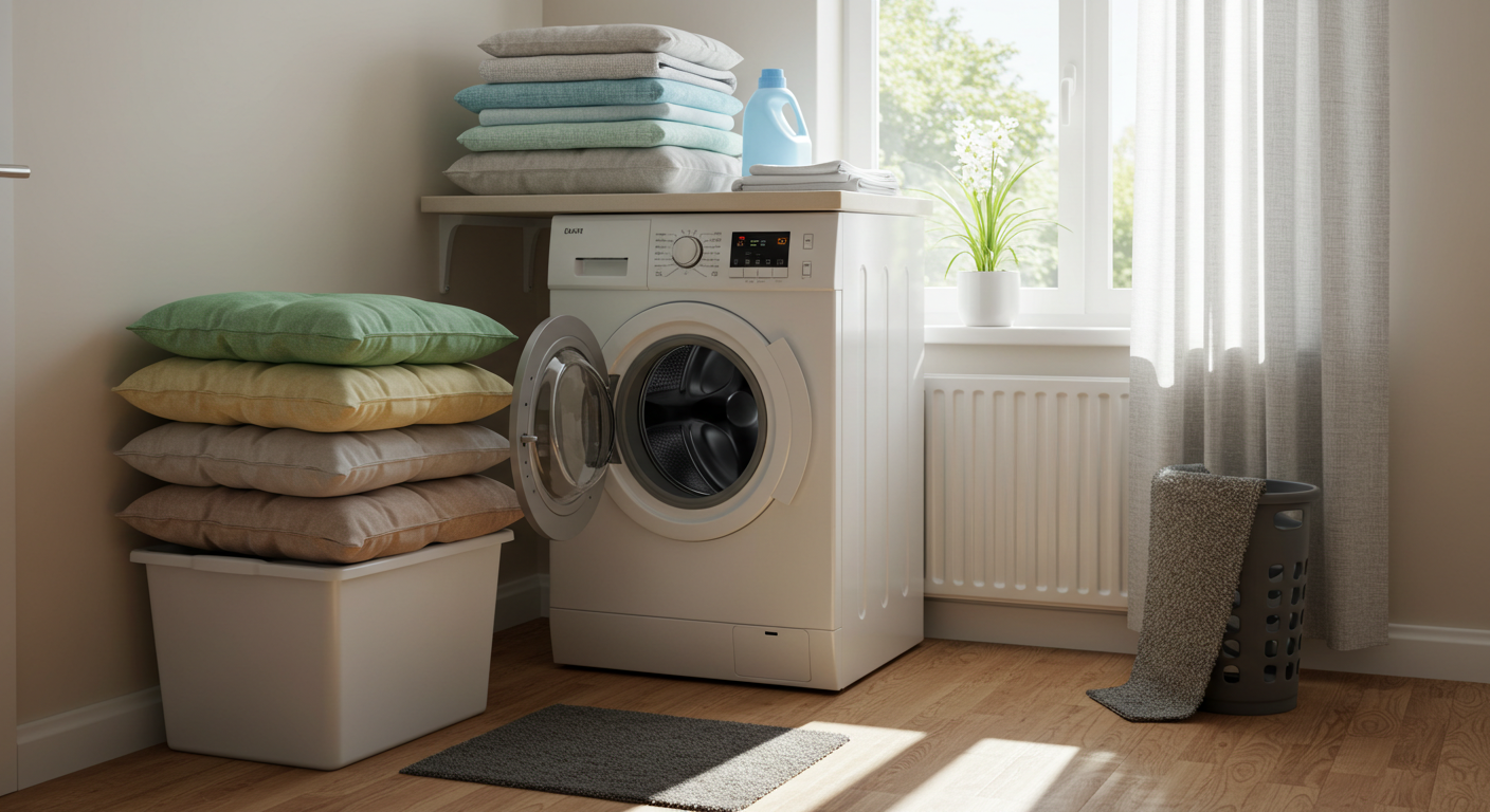 빨래한 쿠션 커튼