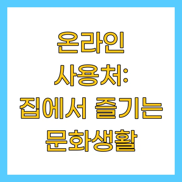 온라인 사용처: 집에서 즐기는 문화생활