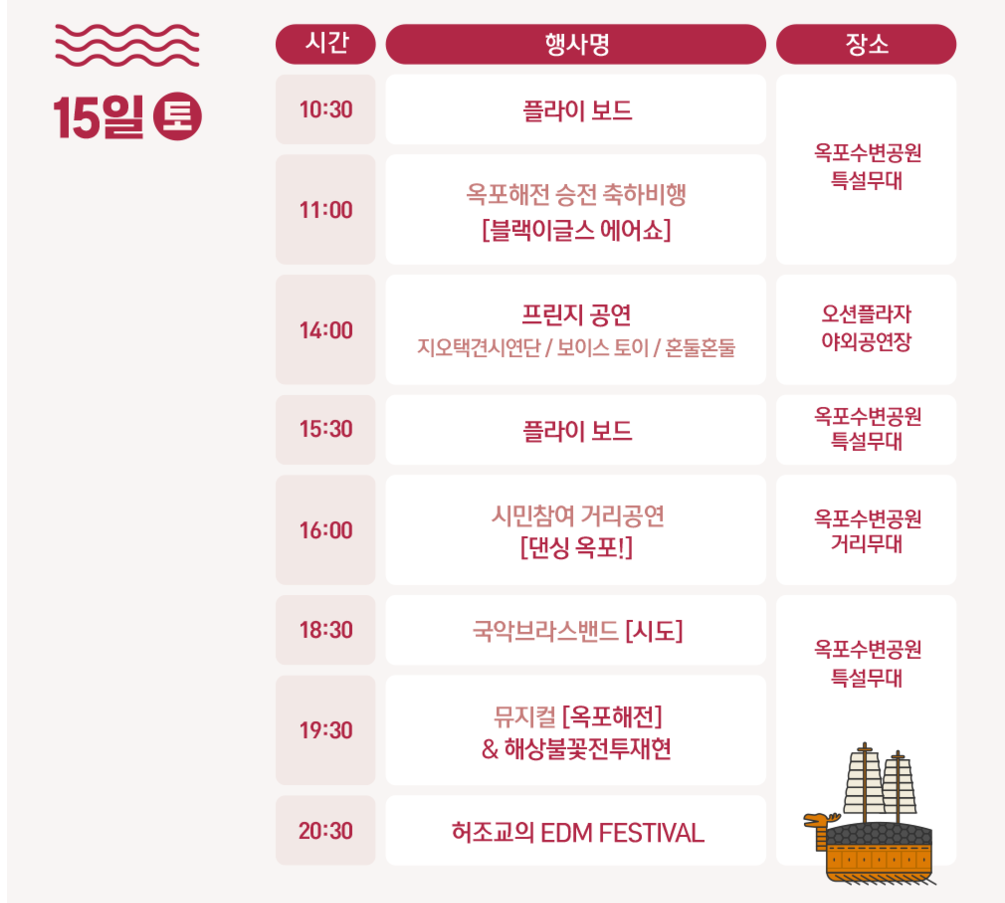  제62회 거제옥포대첩축제 일정