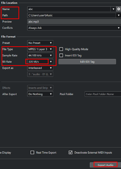 Export - Audio Mixdown_Sample Rate 등