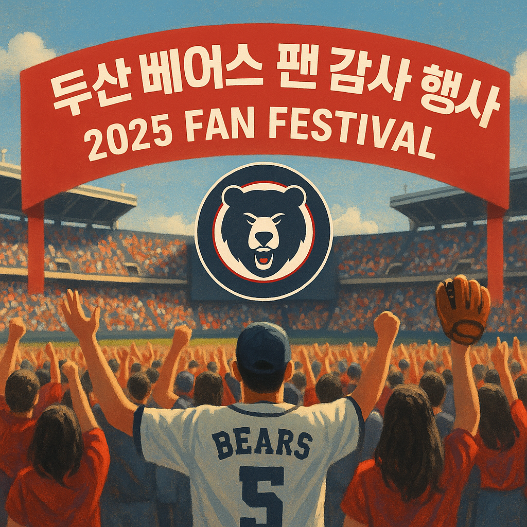 "두산 베어스 팬 감사 행사 정보를 담은 잠실야구장 팬 페스티벌 홍보 썸네일 이미지"
