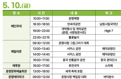  제 94회 남원 춘향제 일정표