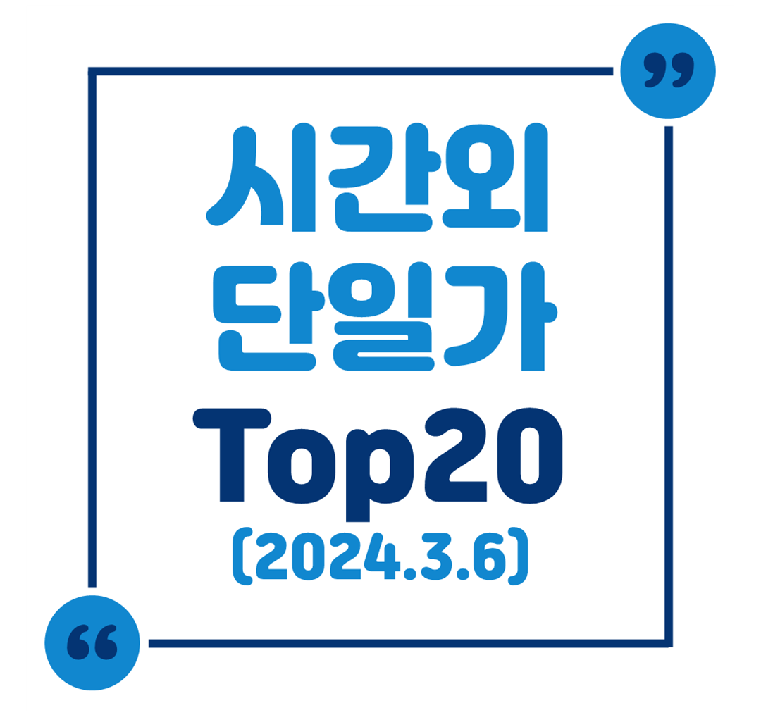 시간외 단일가 Top 20 (2024.3.6.)