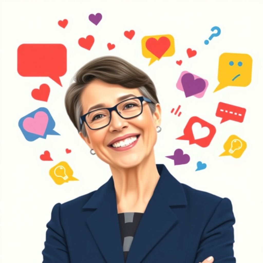 정부 관계자로 보이는 인물이 마이크나 확성기 대신, 국민들의 작은 목소리(말풍선이나 상징적인 아이콘)에 귀를 기울이는 따뜻하고 친근한 모습을 그립니다.