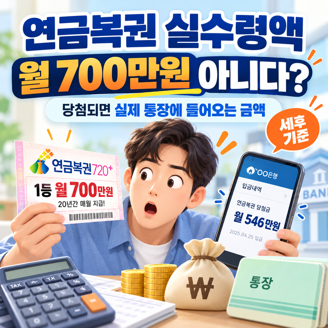 연금복권 실수령액 월 700만원 아니다? 당첨되면 실제 통장에 들어오는 금액