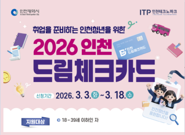 인천 드림체크카드·청년 구직활동비 신청 방법