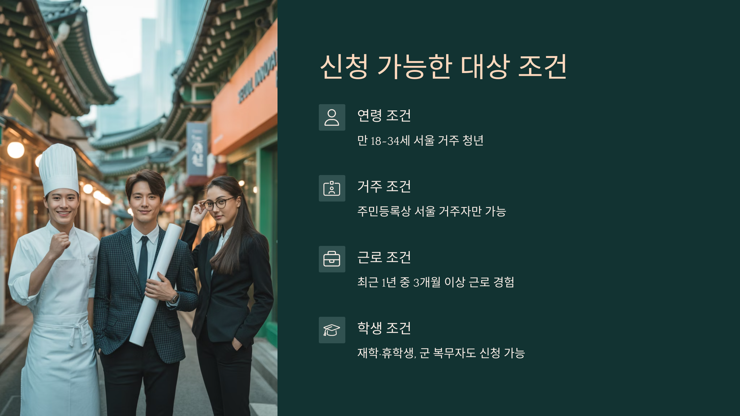 청년통장 자격 요약표