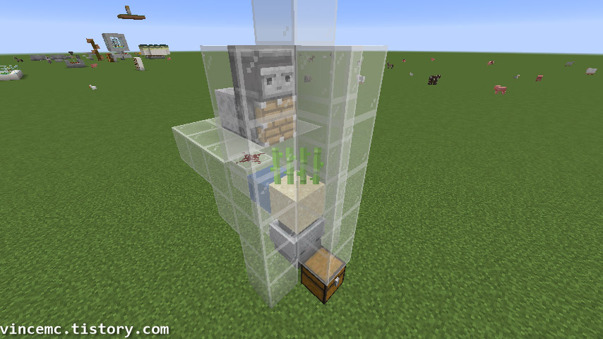 투명한 블록으로 자동 사탕수수 농장의 주변을 막은 모습