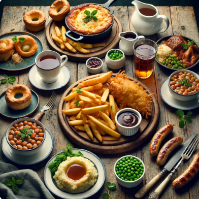영국식 문화의 특징, 대표적인음식, 식사 예ㄹ