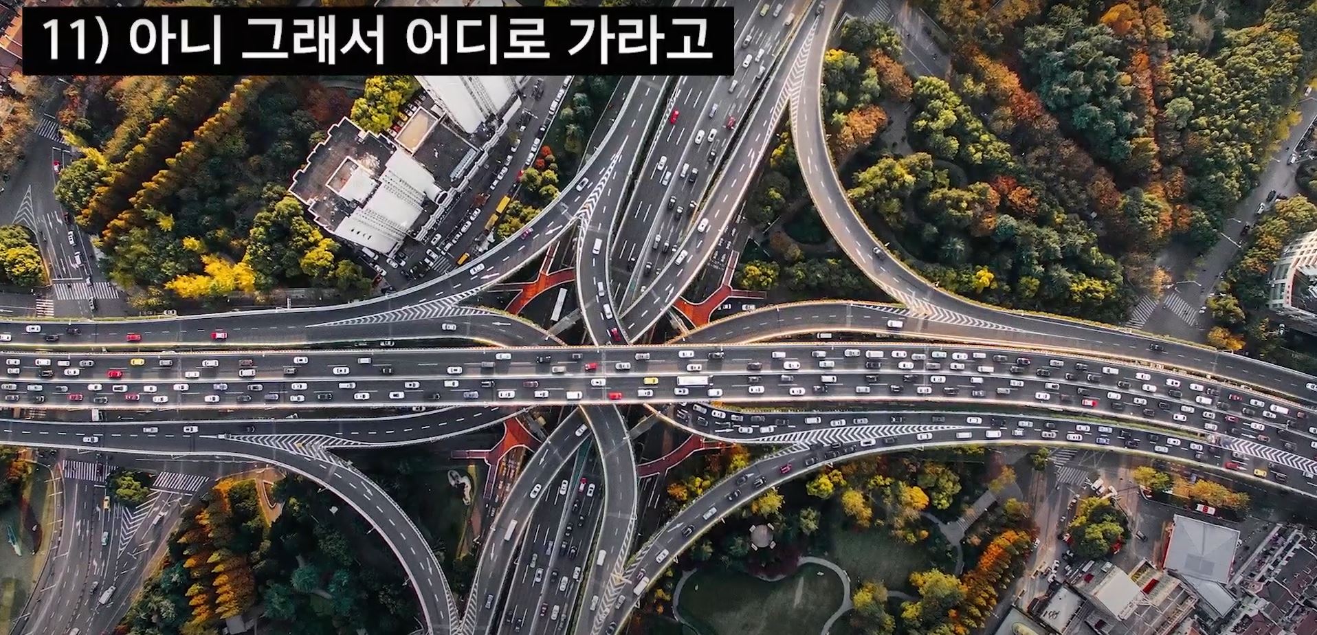 표지판과 색깔 유도선을 잘 살펴보자