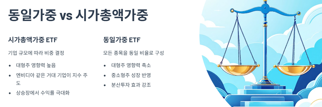 동일가중 ETF와 시가총액가중 ETF의 차이