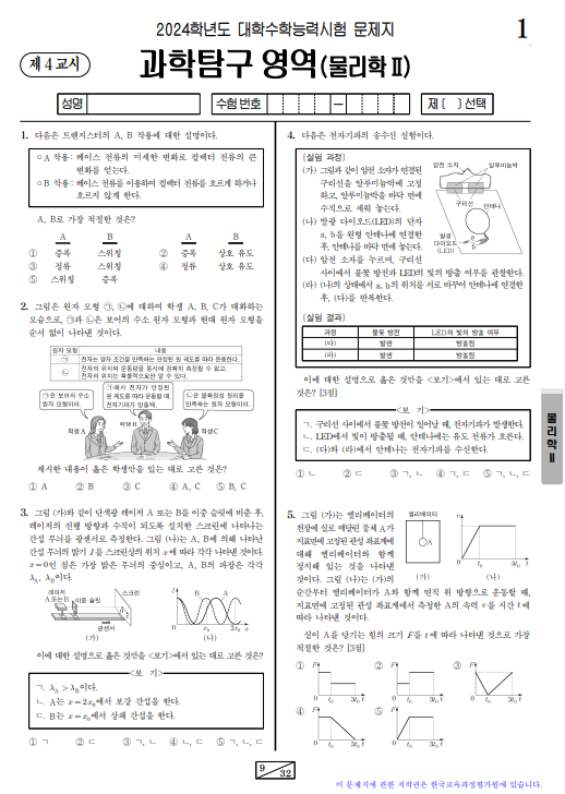 과학탐구 영역 문제 ( 물리학Ⅱ )과목