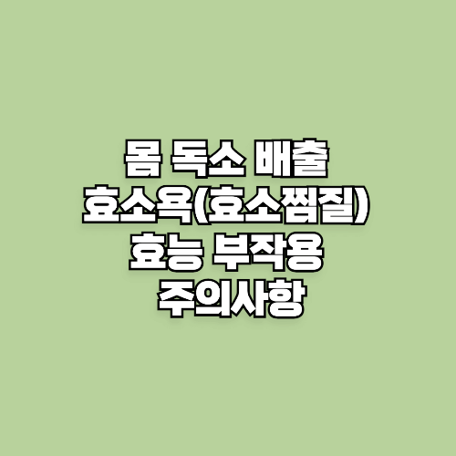 몸 독소 배출 효소욕(효소찜질) 효능 부작용 주의사항