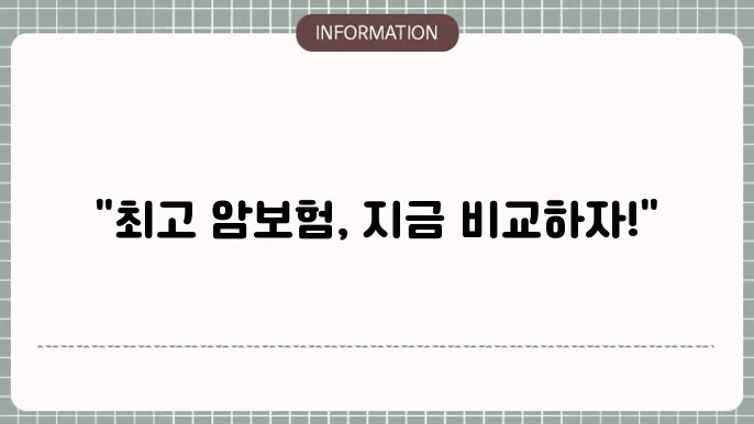 암보험 순위 인기 보험 비교 및 추천