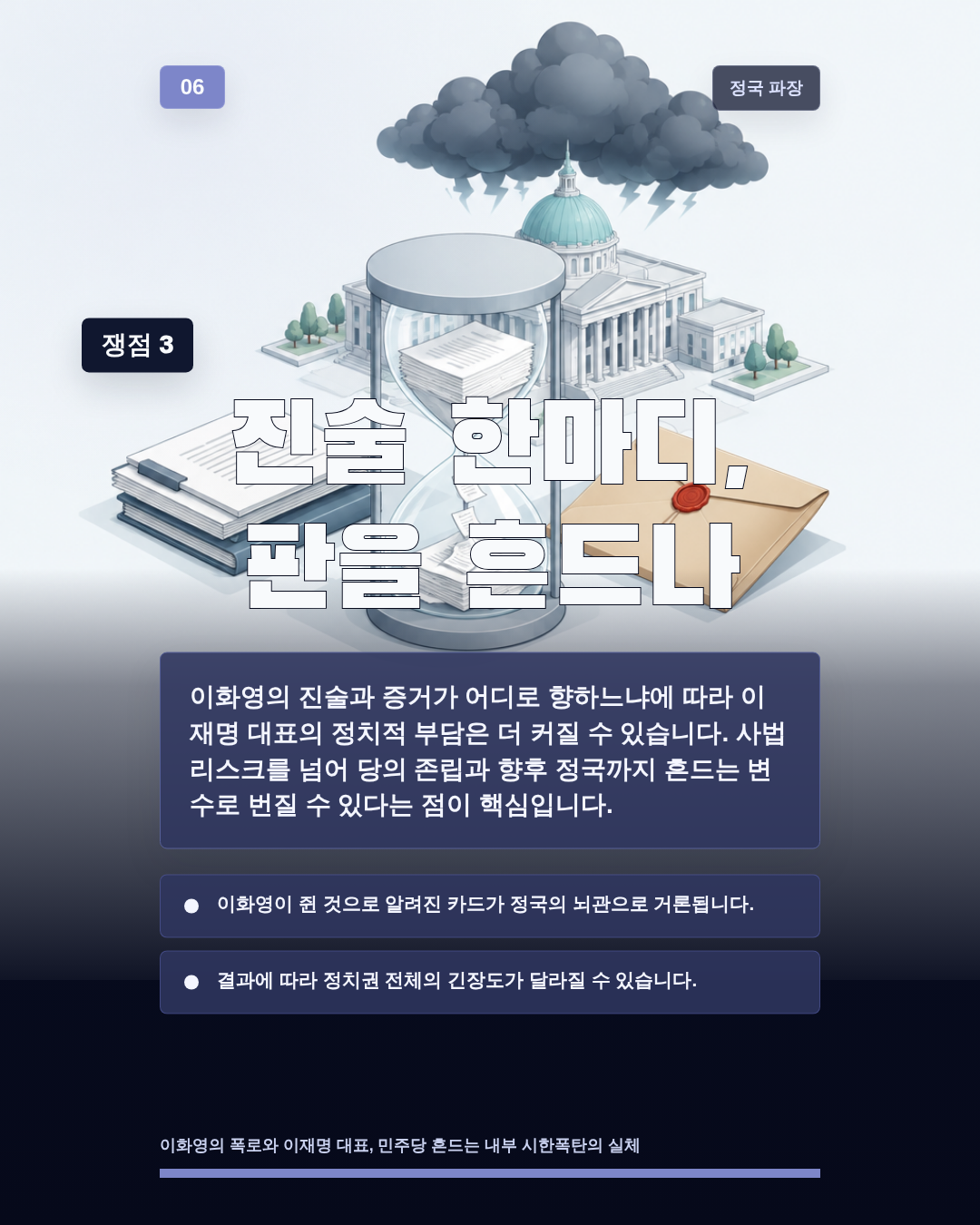 진술 한마디, 판을 흔드나