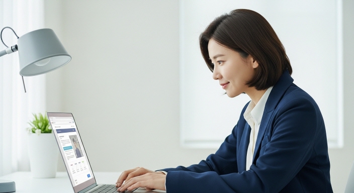 정부 웹사이트에 접속한 노트북