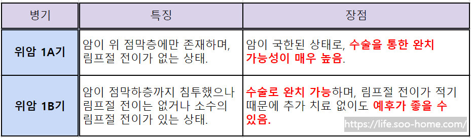 위암 1기 기준 특징