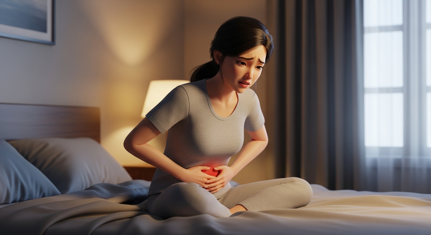 따끔거리는 통증과 선홍색 출혈 (외상)