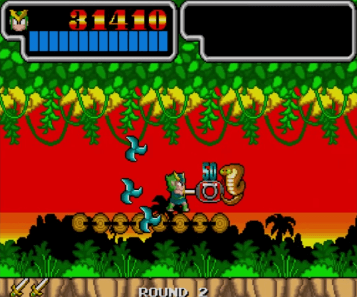 검으로-발사체를-쏘고-몬스터를-처치하여-점수를-획득하는-화면