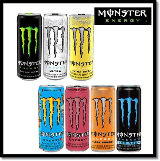 코카 몬스터 에너지(Monster Energy) 라인업(그린 울트라 울트라시트라 울트라피치킨 파이프라인펀치 망고로코 파피용 선라이즈) 성분, 카페인 함량 및 부작용 가격 정리