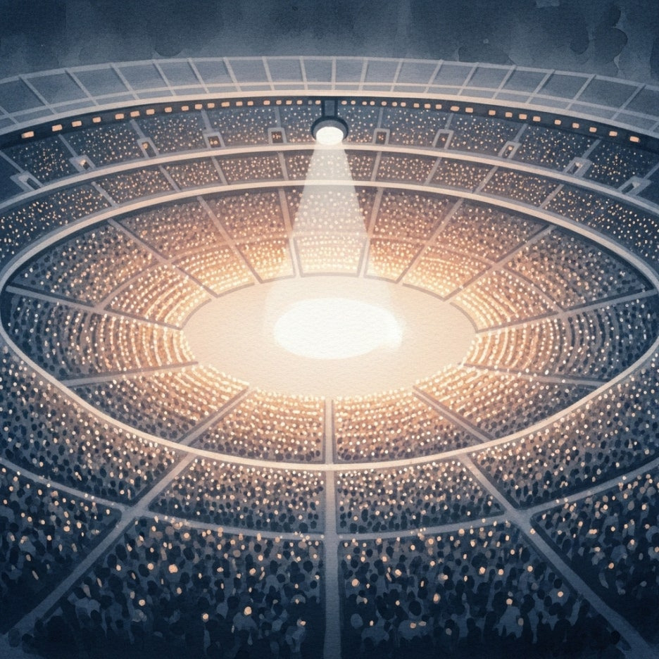 따스한 빛으로 가득한 공연장 스케치