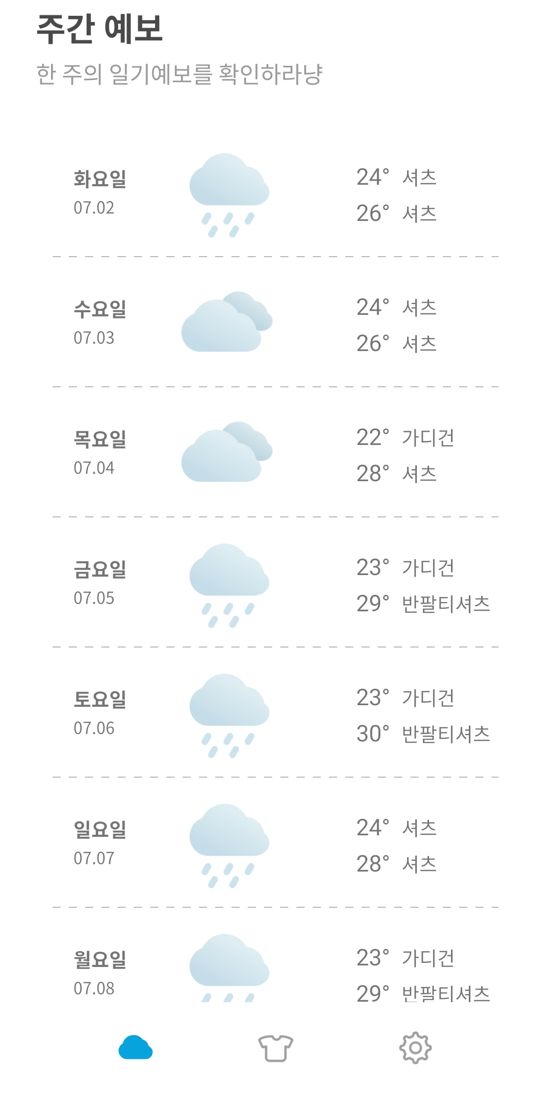 주간 날씨 예보