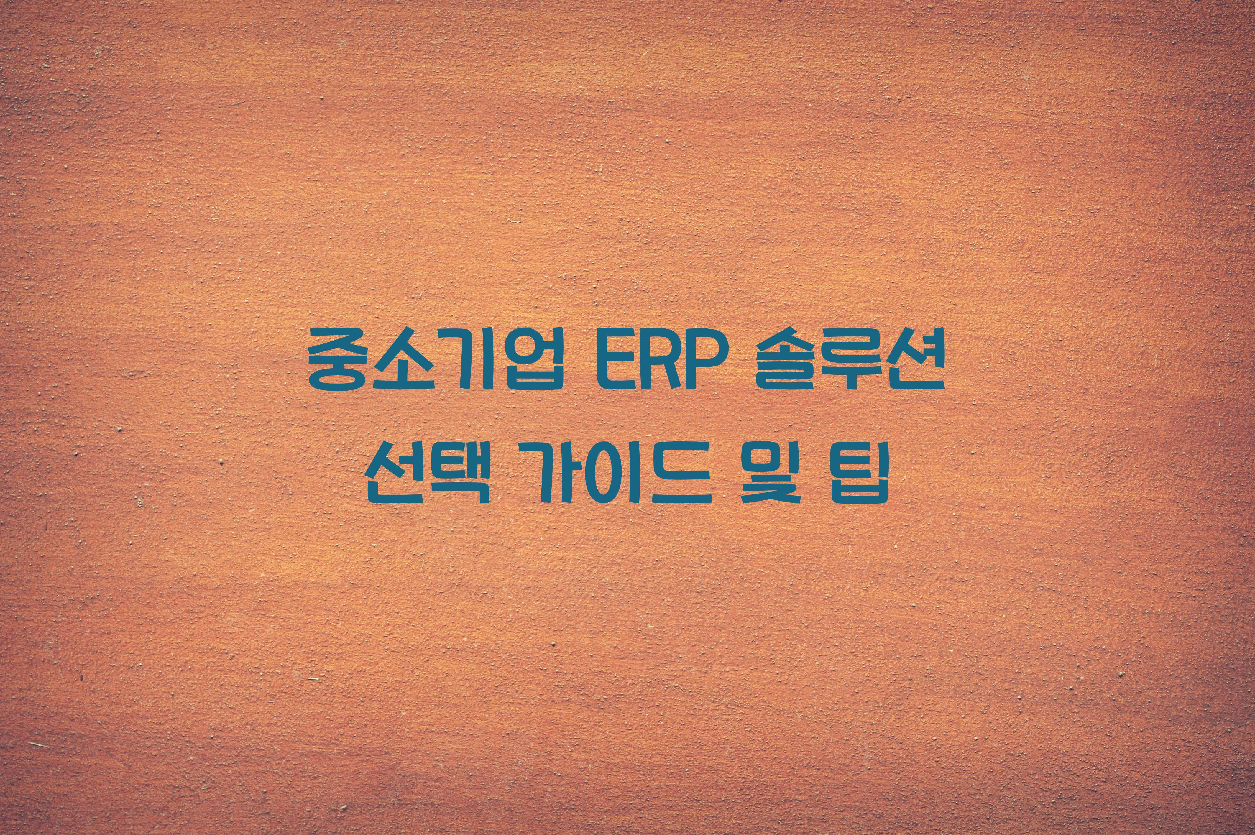 중소기업 ERP 솔루션
