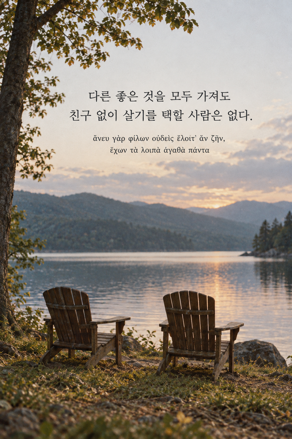아리스토텔레스 명언 22 — 다른 좋은 것을 모두 가져도 친구 없이 살기를 택할 사람은 없다. — 아날로그 필름