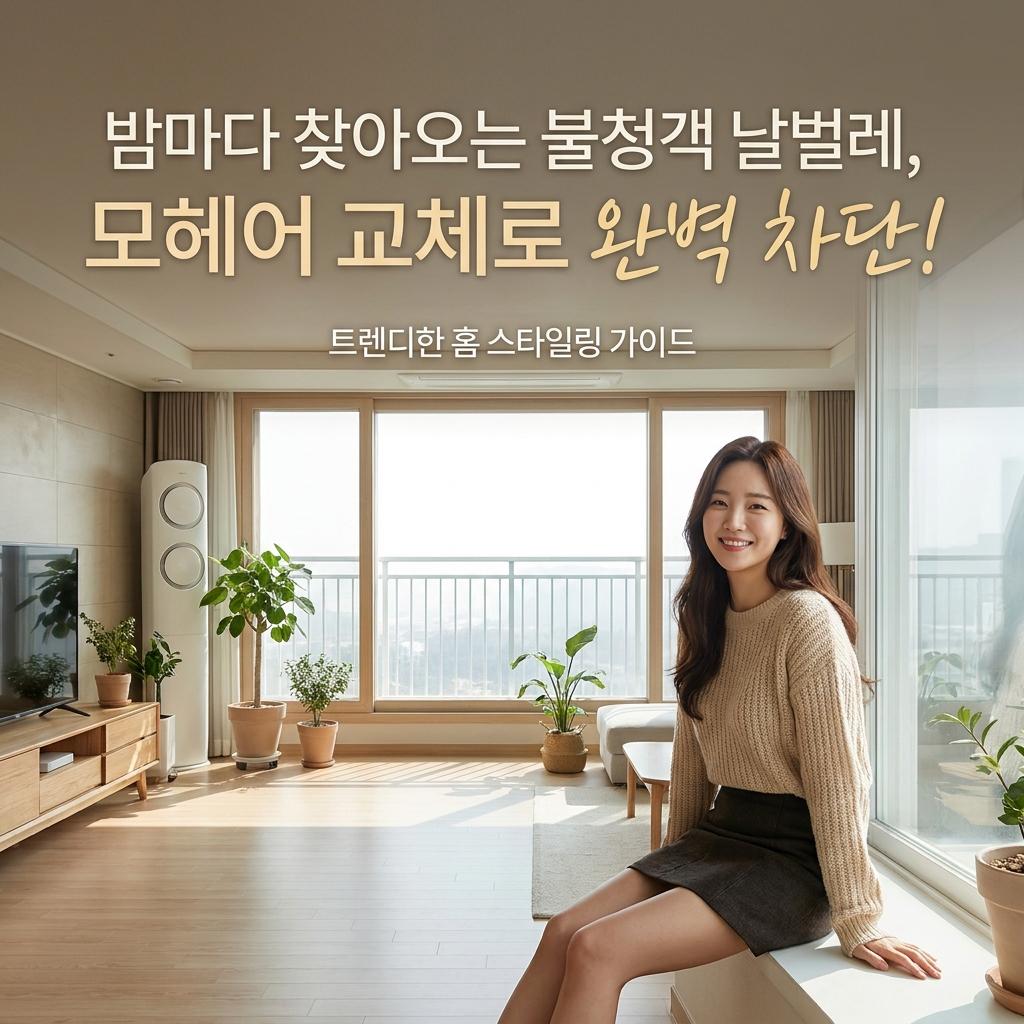 수원 베란다 모헤어 교체 여름밤 불 켜기가 두렵다면? 30평대 아파트 샷시 방풍털 교체로 날벌레 100% 차단
