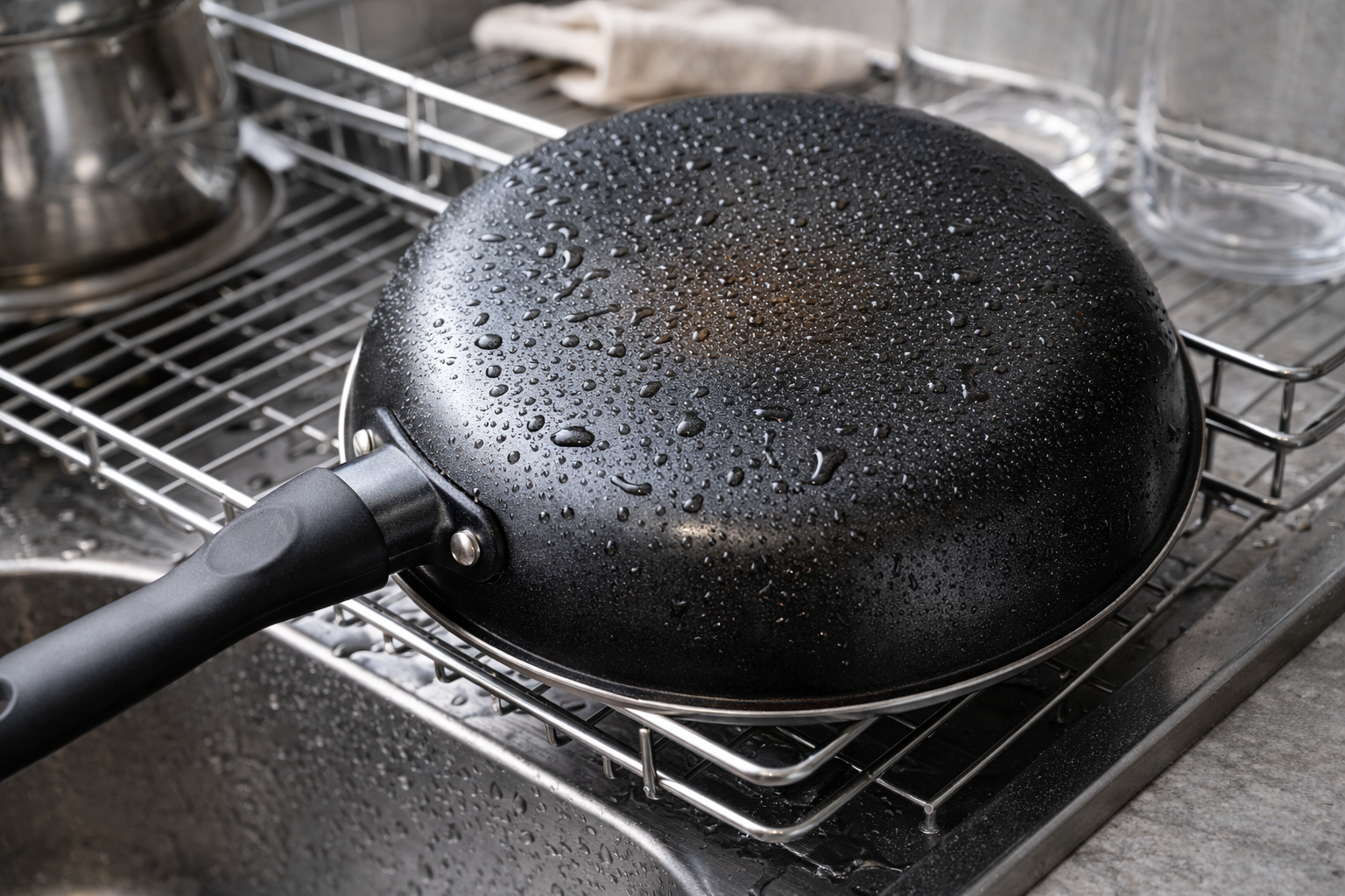 세척 후 식혀서 건조 중인 후라이팬
