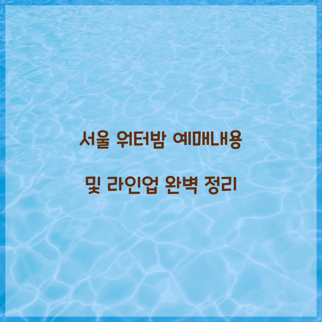 서울 워터밤 예매내용