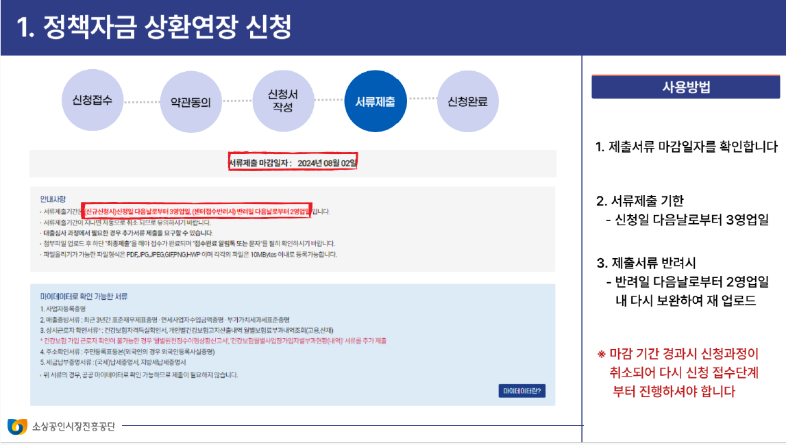 소상공인 정책자금 상환연장 신청