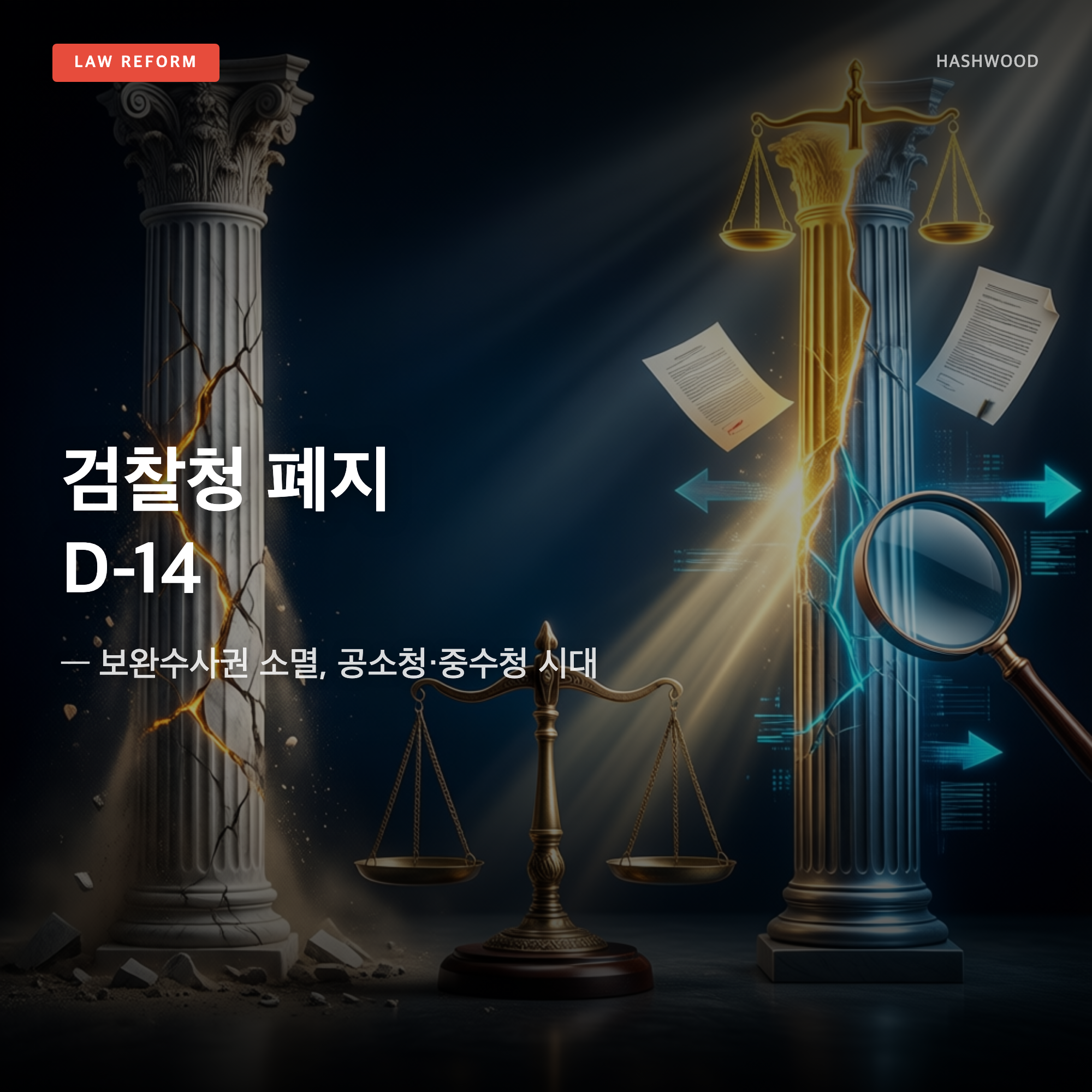 그림: 검찰청 폐지 D-14 — — 보완수사권 소멸, 공소청·중수청 시대