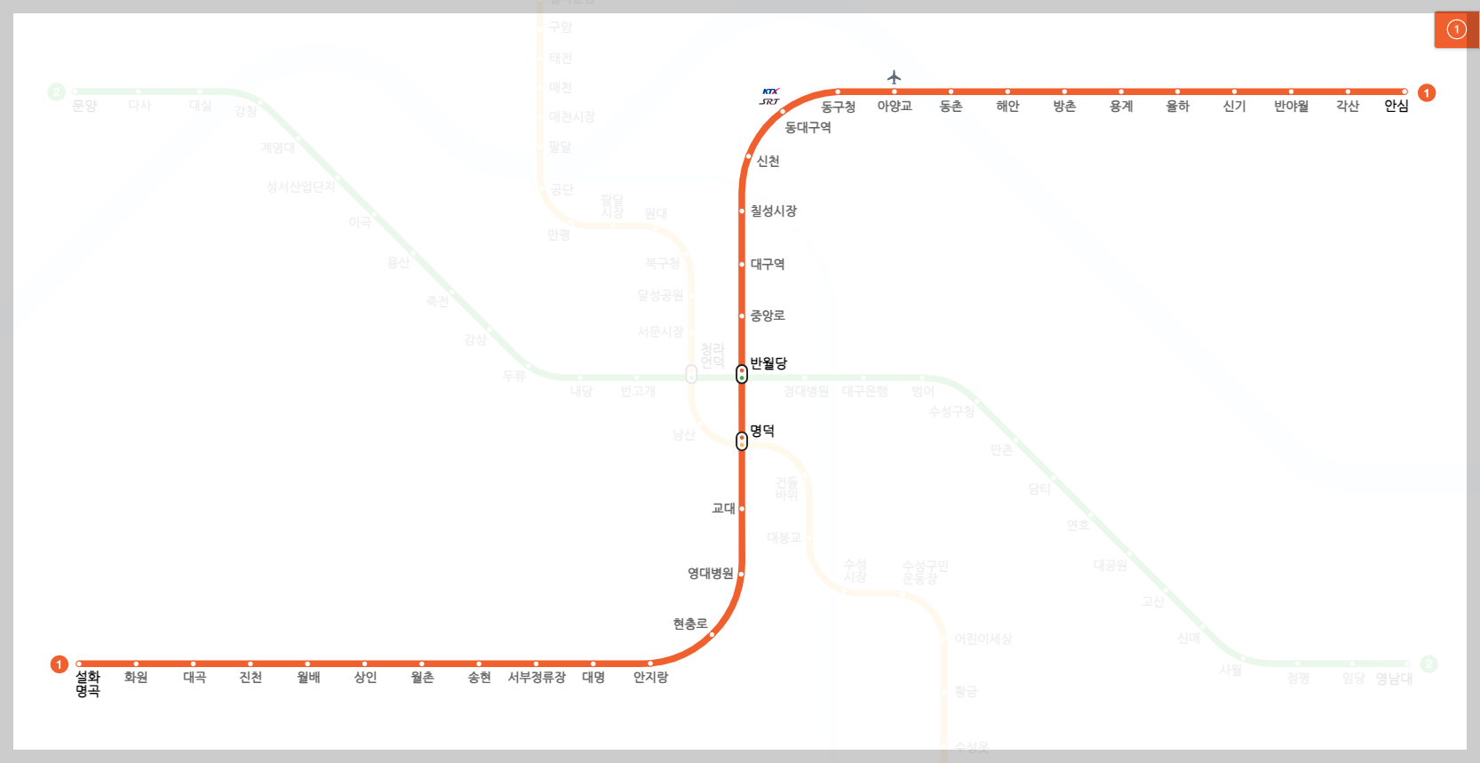 대구지하철 1호선 노선도