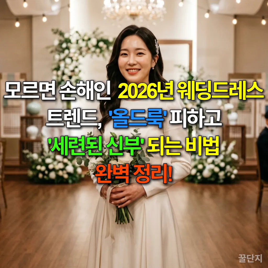 2026년 웨딩드레스 트렌드를 반영한 세련된 한국인 신부의 모습