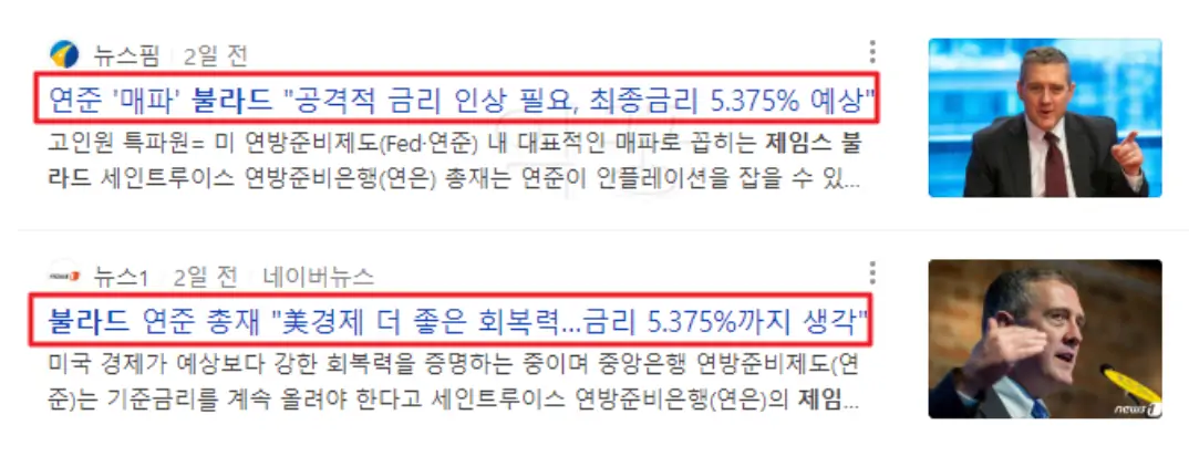 연준 제임스불라드 관련 뉴스 기사