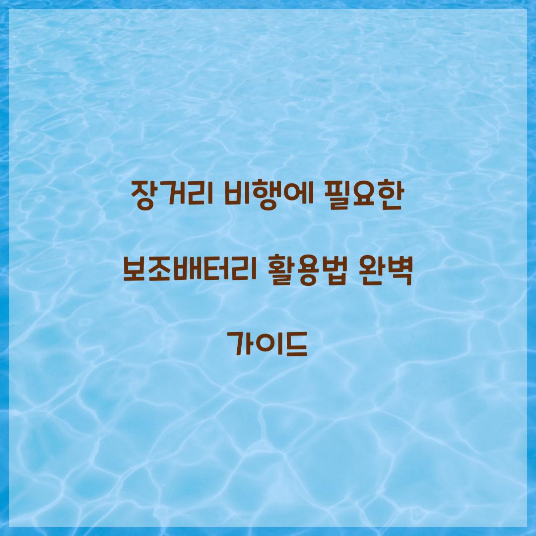 장거리 비행에 필요한 보조배터리 활용법