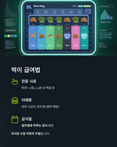먹이와 급여법: 적게 자주, 과식은 금물