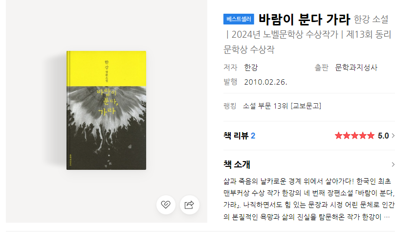 바람이 분다, 가라: 줄거리 (노벨상 수상자 한강 작품)