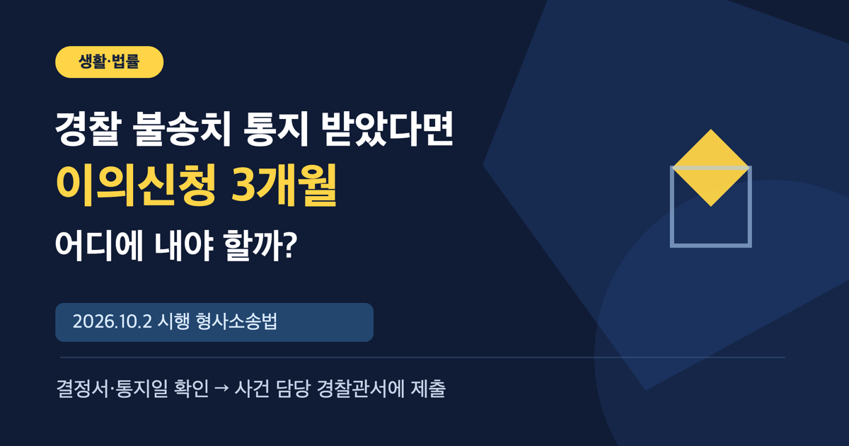 경찰 불송치 통지 뒤 이의신청 3개월과 제출처 안내 카드
