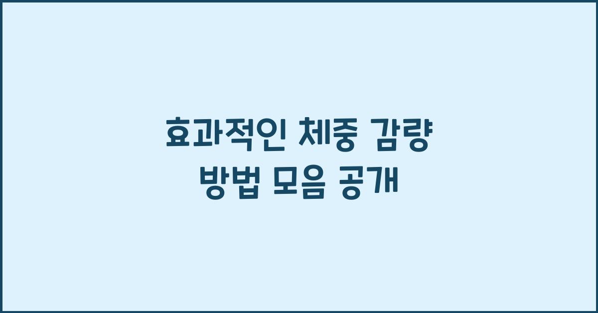 효과적인 체중 감량 방법 모음