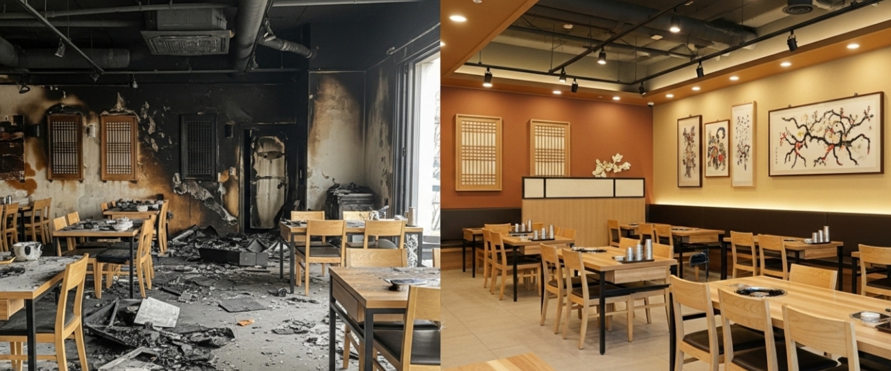 의왕 음식점 화재 복구 전 후