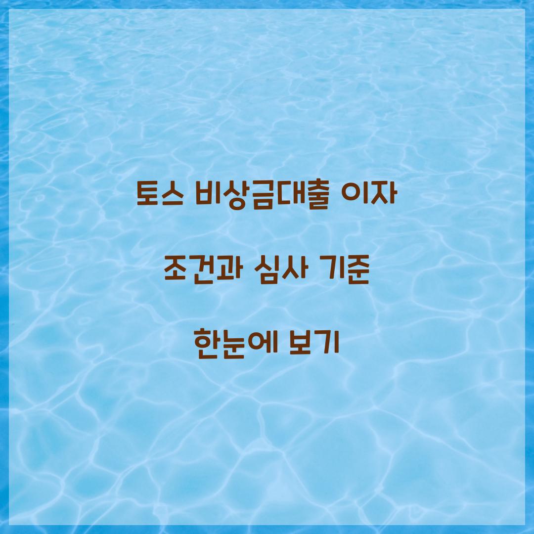 토스 비상금대출 이자 조건