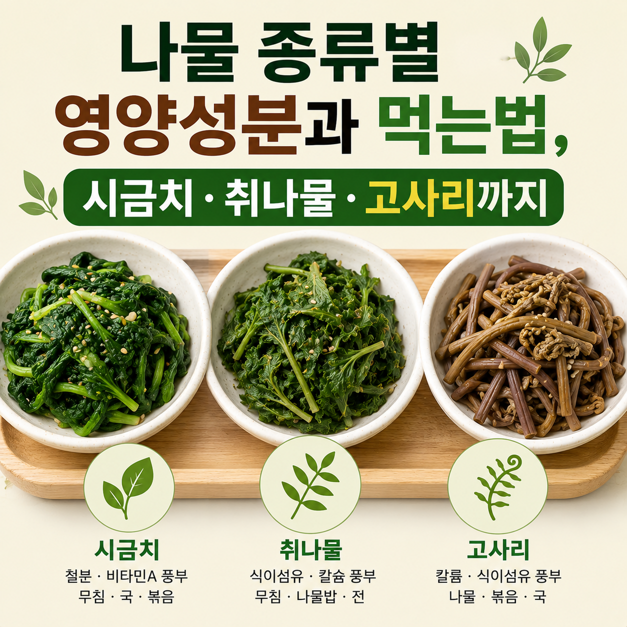 나물 종류별 영양성분과 먹는법