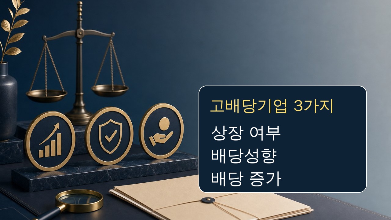 고배당기업 배당소득 분리과세 판단 항목을 상장 여부와 배당정책으로 정리한 이미지