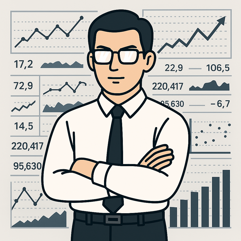 수많은 블로그 키워드 데이터 앞에 남자가 서 있다