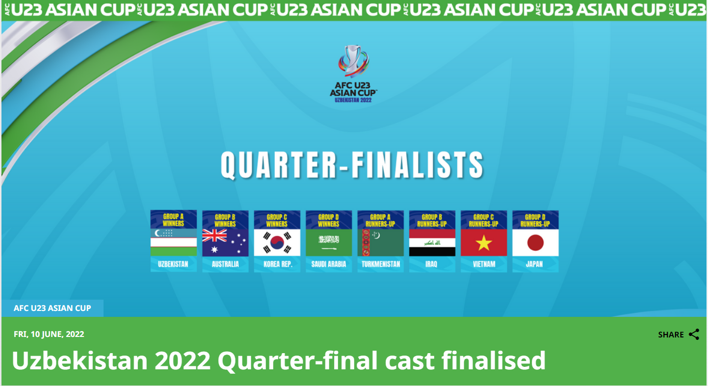2022 AFC U23 아시안컵 8강 확정