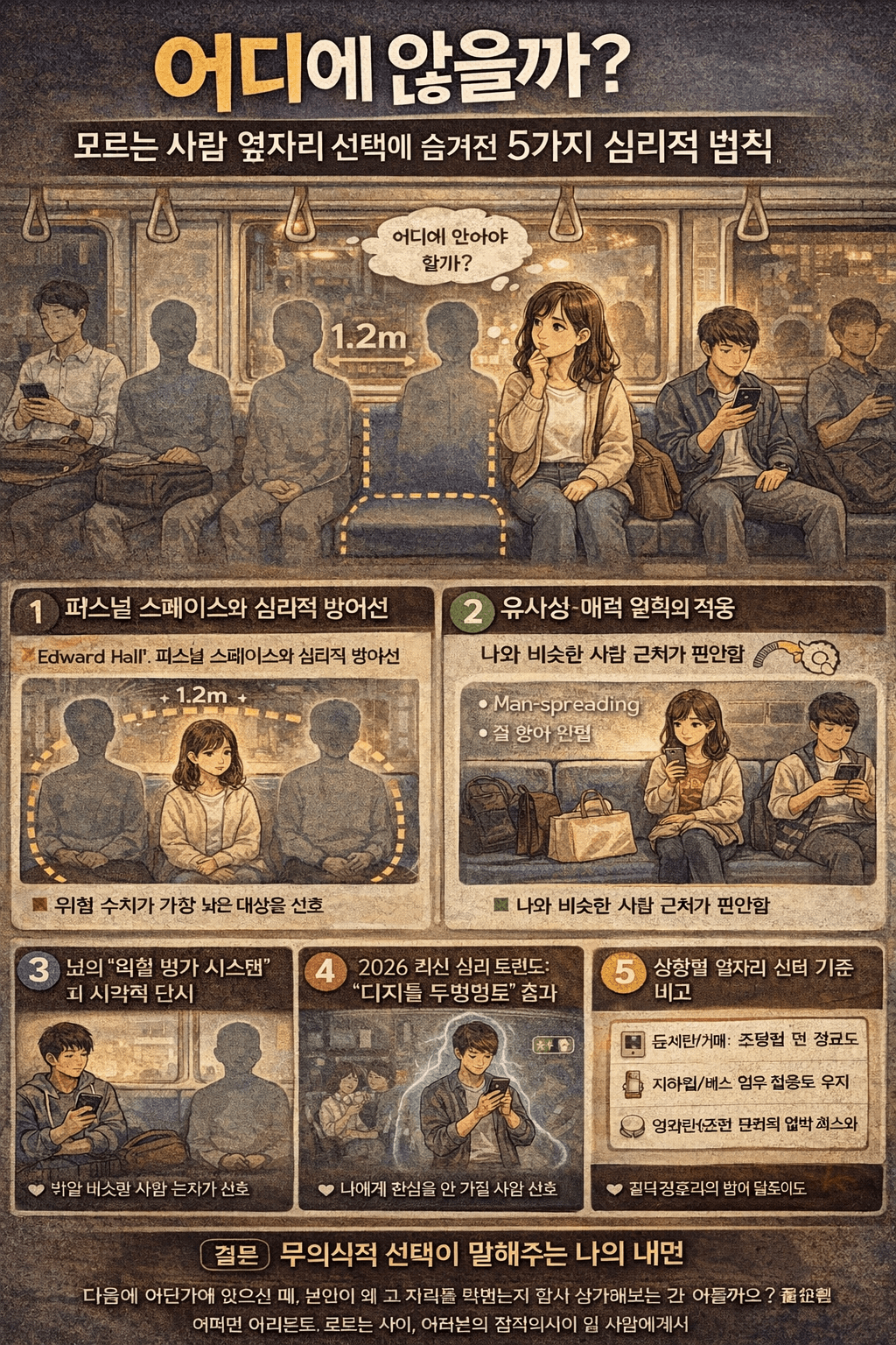 왜 이 사람 옆에 앉았을까 옆자리 선택에 숨겨진 심리 5가지